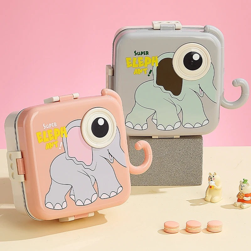 Cute 3D Elephant Shaped Bento Lunch Box for School & Office with Cutlery | Leak-Proof BPA Free | Boys & Girls Lunch Box.