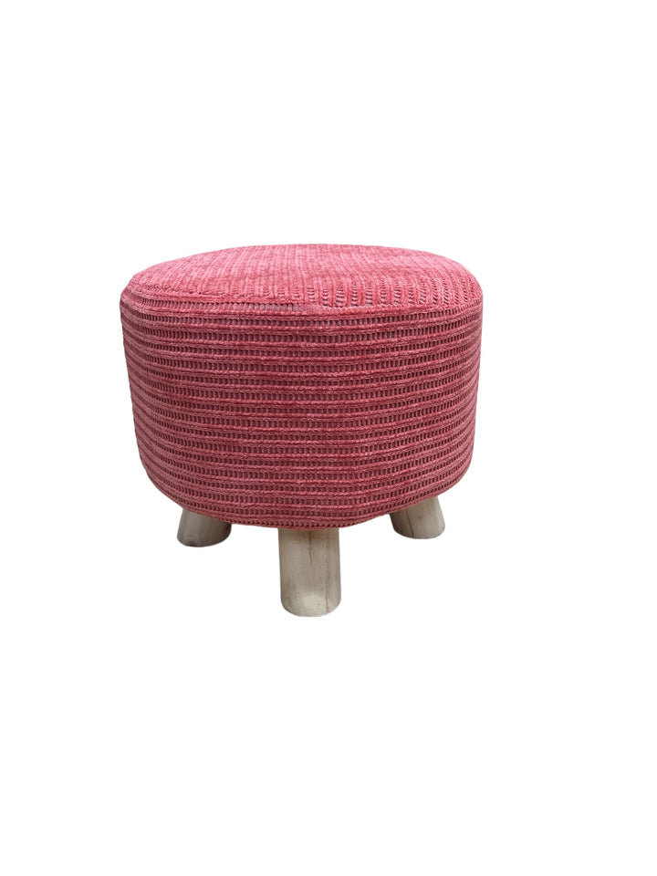 Luxuries Fabric Round Padded Ottoman Foot Rest Stool ( 11 x 11 x 10 inches )