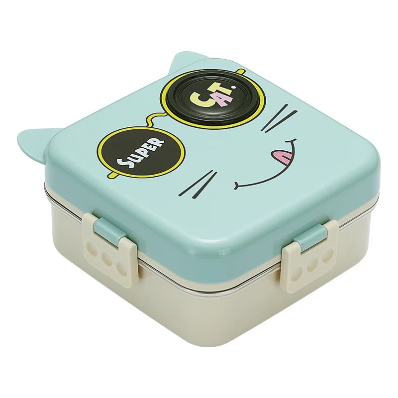 Cute 3D Cat Shaped Bento Lunch Box for School & Office with Cutlery | Leak-Proof BPA Free | Boys & Girls Lunch Box