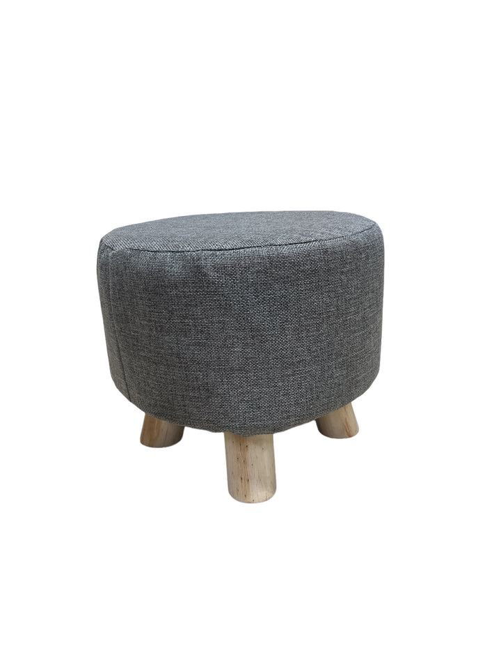 Modern Round Ottoman Foot Rest Stool/Seat Pouf Ottoman with Linen Fabric and Non-Skid Wooden Legs ( 11 x 11 x 10 inches )