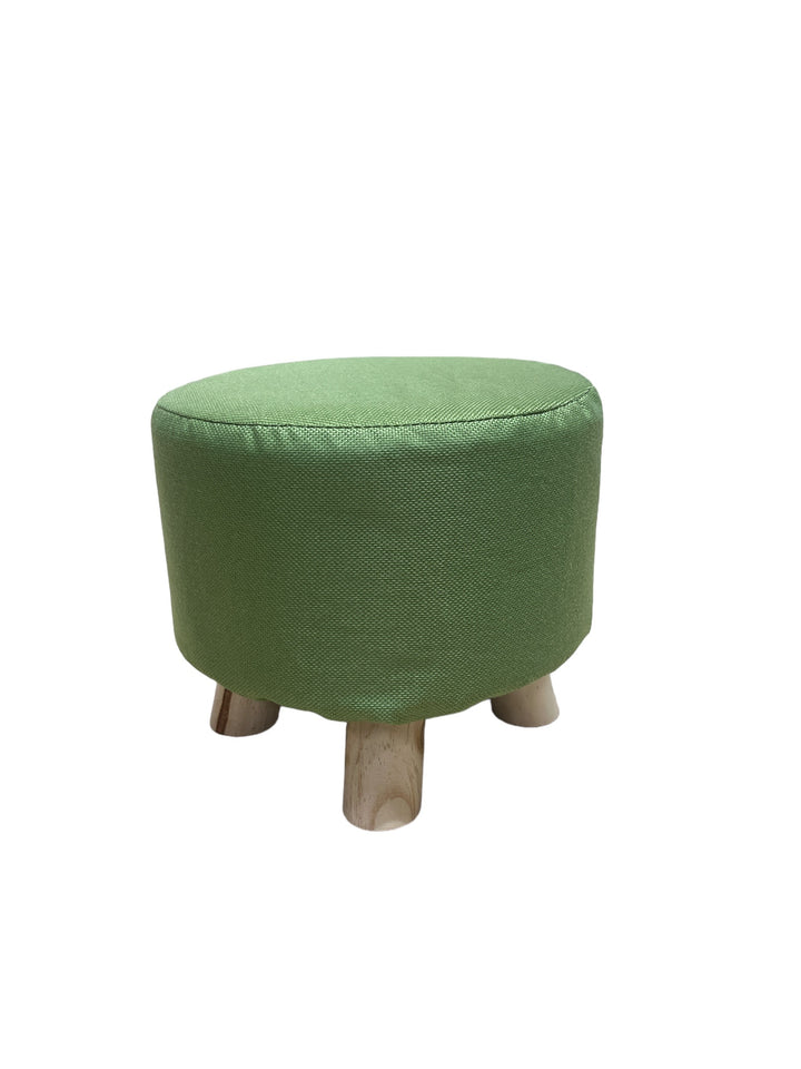 Modern Round Ottoman Foot Rest Stool/Seat Pouf Ottoman with Linen Fabric and Non-Skid Wooden Legs ( 11 x 11 x 10 inches )