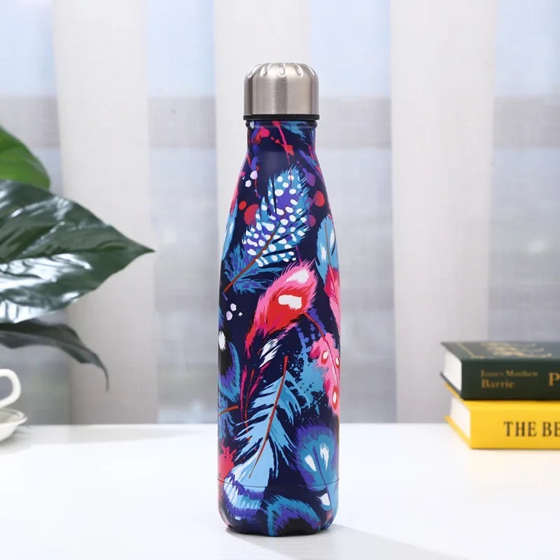 Stainless Steel Flask Water Bottle | Leak-Proof | Double Walled Vacuum Insulation - Keeps Water Hot for 12 Hrs and Cold for 24 Hrs | Thermosteel bottle for Travel, Home, Office, School,Sports, Gym, Gifting (500 ML, LITTLE WILDFLOWERS)