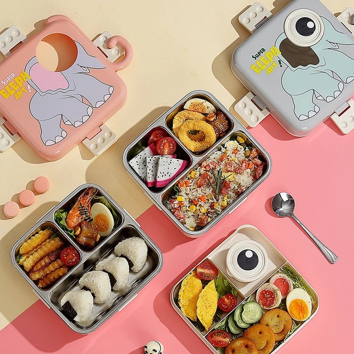 Cute 3D Elephant Shaped Bento Lunch Box for School & Office with Cutlery | Leak-Proof BPA Free | Boys & Girls Lunch Box.