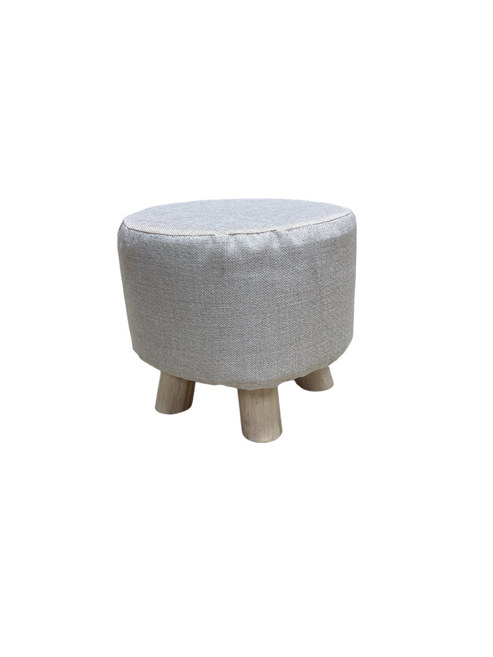 Modern Round Ottoman Foot Rest Stool/Seat Pouf Ottoman with Linen Fabric and Non-Skid Wooden Legs ( 11 x 11 x 10 inches )