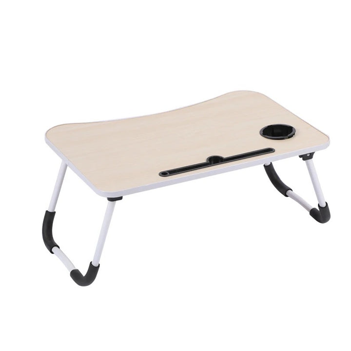 Foldable Wooden Mini Laptop Table for Bed, Study Table with Drawer, Tablet/Mobile Holder for Kids & Adults (Wood)