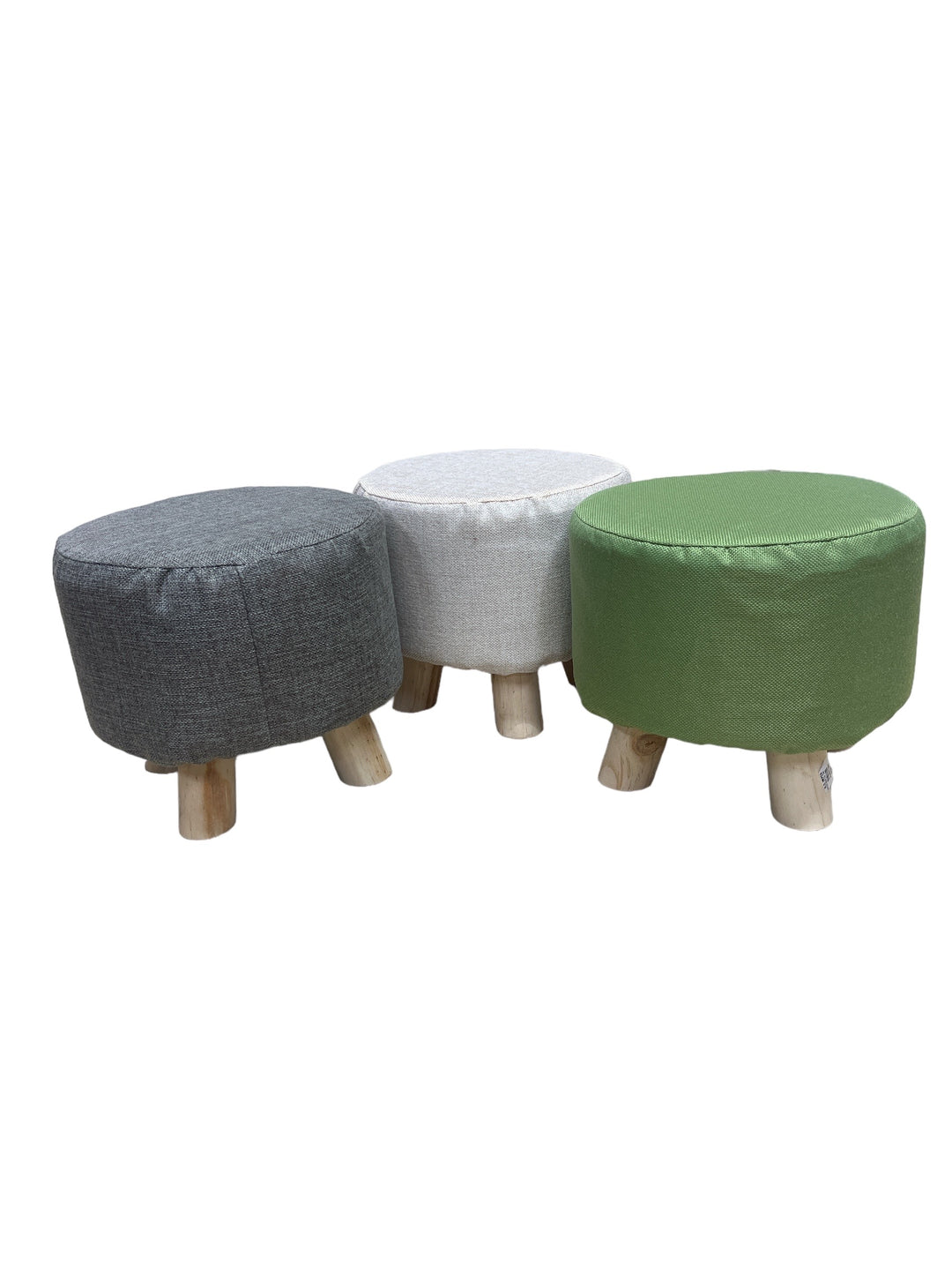 Modern Round Ottoman Foot Rest Stool/Seat Pouf Ottoman with Linen Fabric and Non-Skid Wooden Legs ( 11 x 11 x 10 inches )