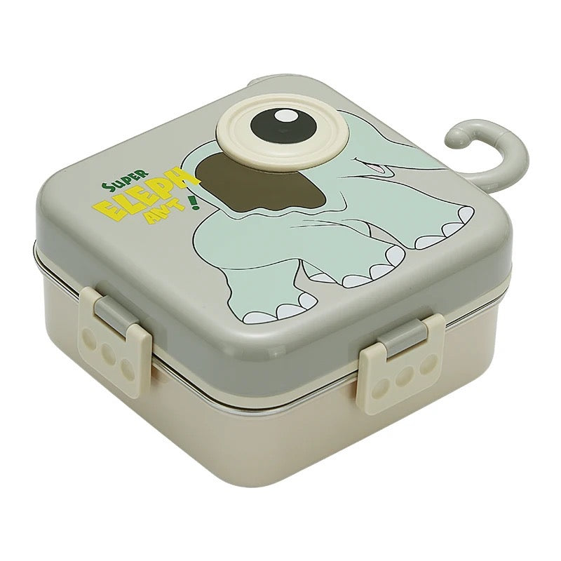 Cute 3D Elephant Shaped Bento Lunch Box for School & Office with Cutlery | Leak-Proof BPA Free | Boys & Girls Lunch Box.