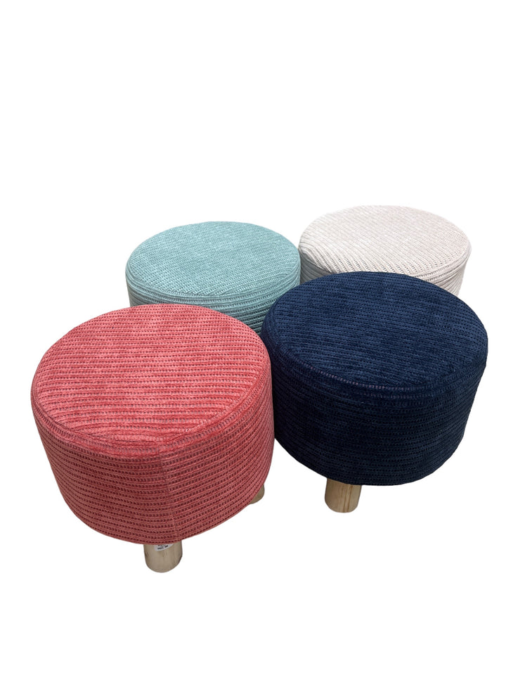 Luxuries Fabric Round Padded Ottoman Foot Rest Stool ( 11 x 11 x 10 inches )