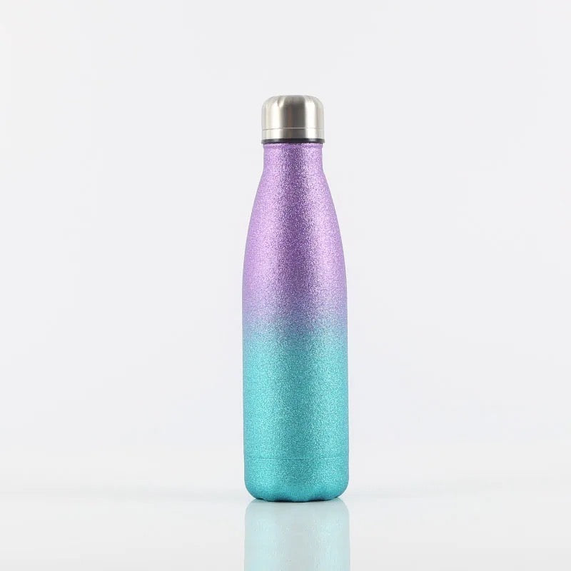 Insulated Water Bottles -17oz/500ml -Stainless Steel Water Bottles,Sports Water Bottles Keep Cold for 24 Hours and Hot for 12 Hours,BPA Free Kids Water Bottle for School-Glitter